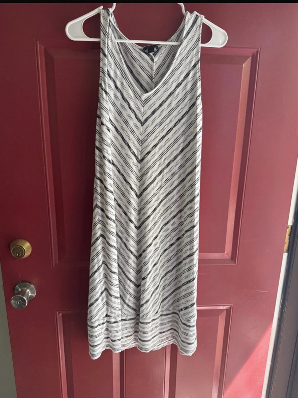 J. Jill Black and White Chevron Midi Skirt